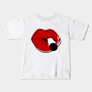 Cigarette Smoking Red Lips Kids T-Shirt